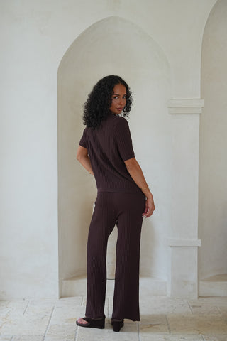 The Bordeaux Ribbed Knit Pants