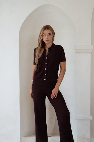 The Bordeaux Button Knit Top