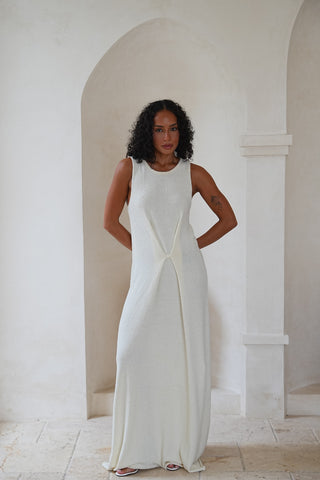 Zariah Single-Button Textured Maxi Dress