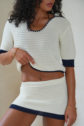 The Marseille Contrast-Trim Mini Skirt