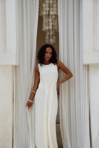 Zariah Single-Button Textured Maxi Dress